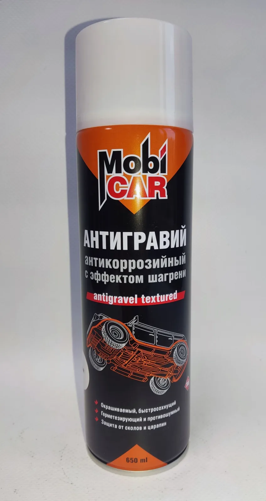 Антигравий MobiCAR с эффектом шагрени белый 650мл